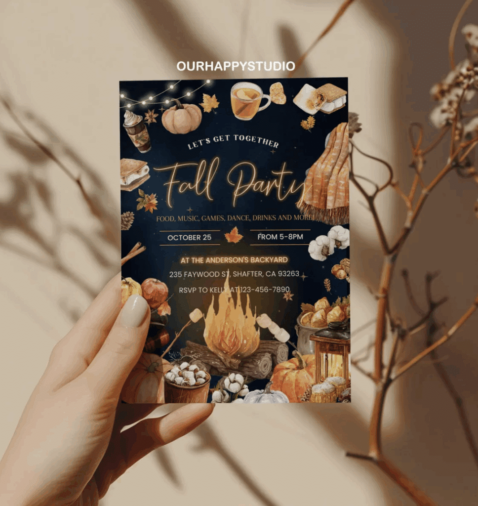 fall bonfire party invitation