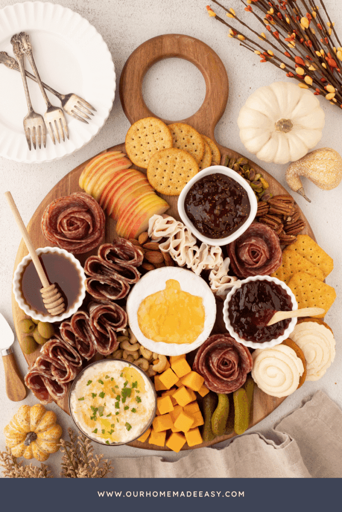 fall charcuterie board for a fall bonfire party